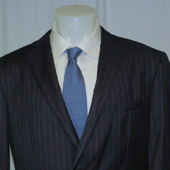 Brooks Brothers Current Custom Made Navy Striped Two Button Suit 44R NWOT